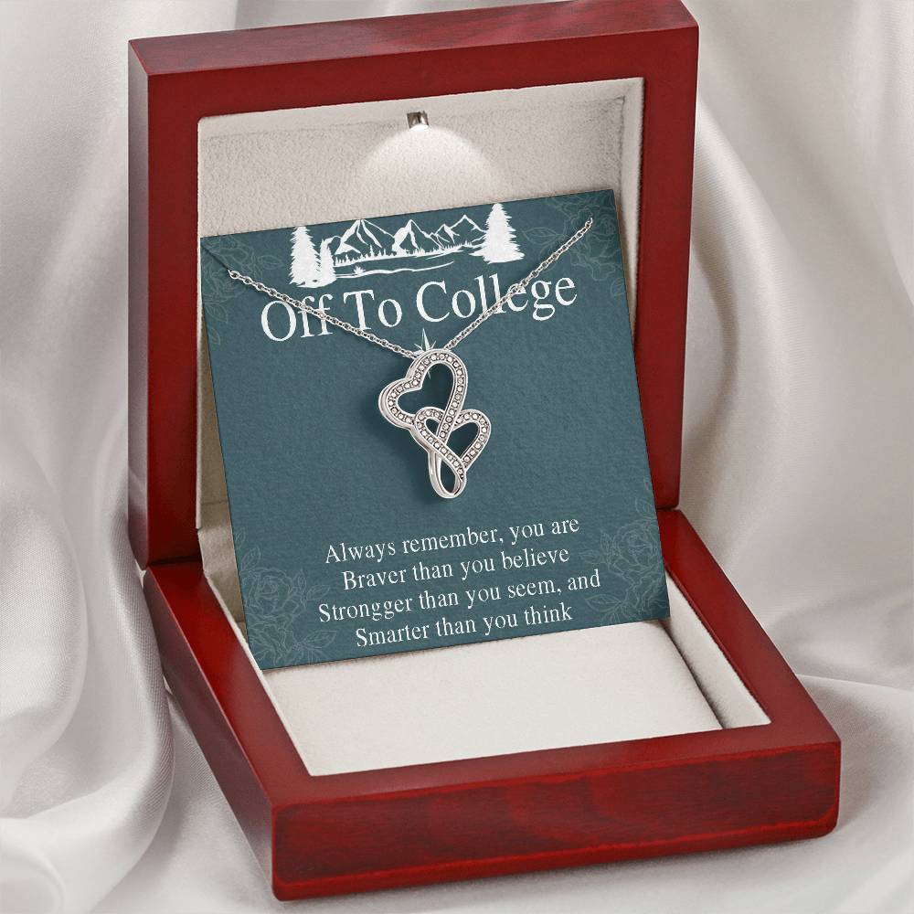 Graduation Gift Necklace For Girls - Graduate Gift Jewelry - College - High School - Elementary School - Senior Gradu 1 Double Hearts Necklace