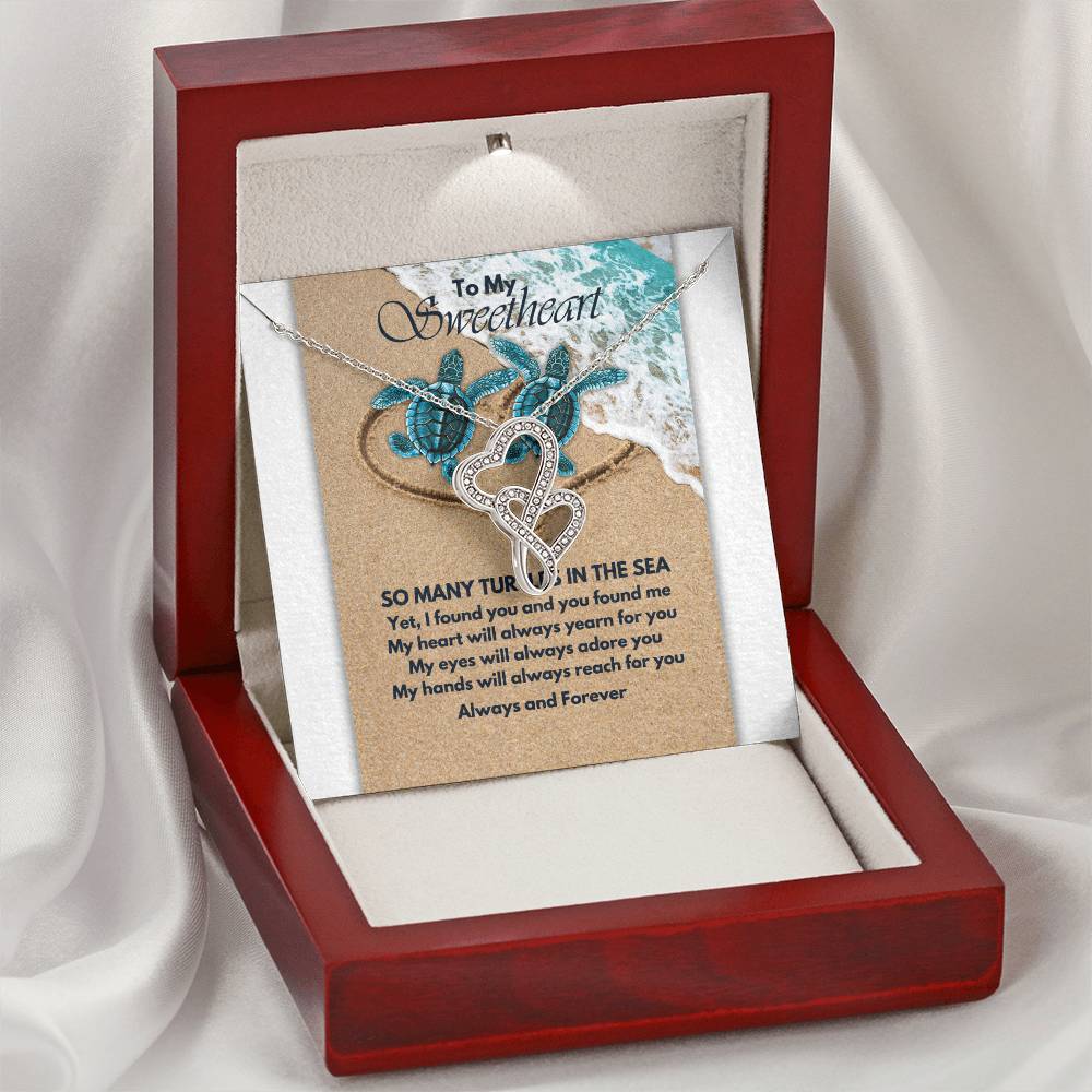 Turtle Love Double Hearts Necklace