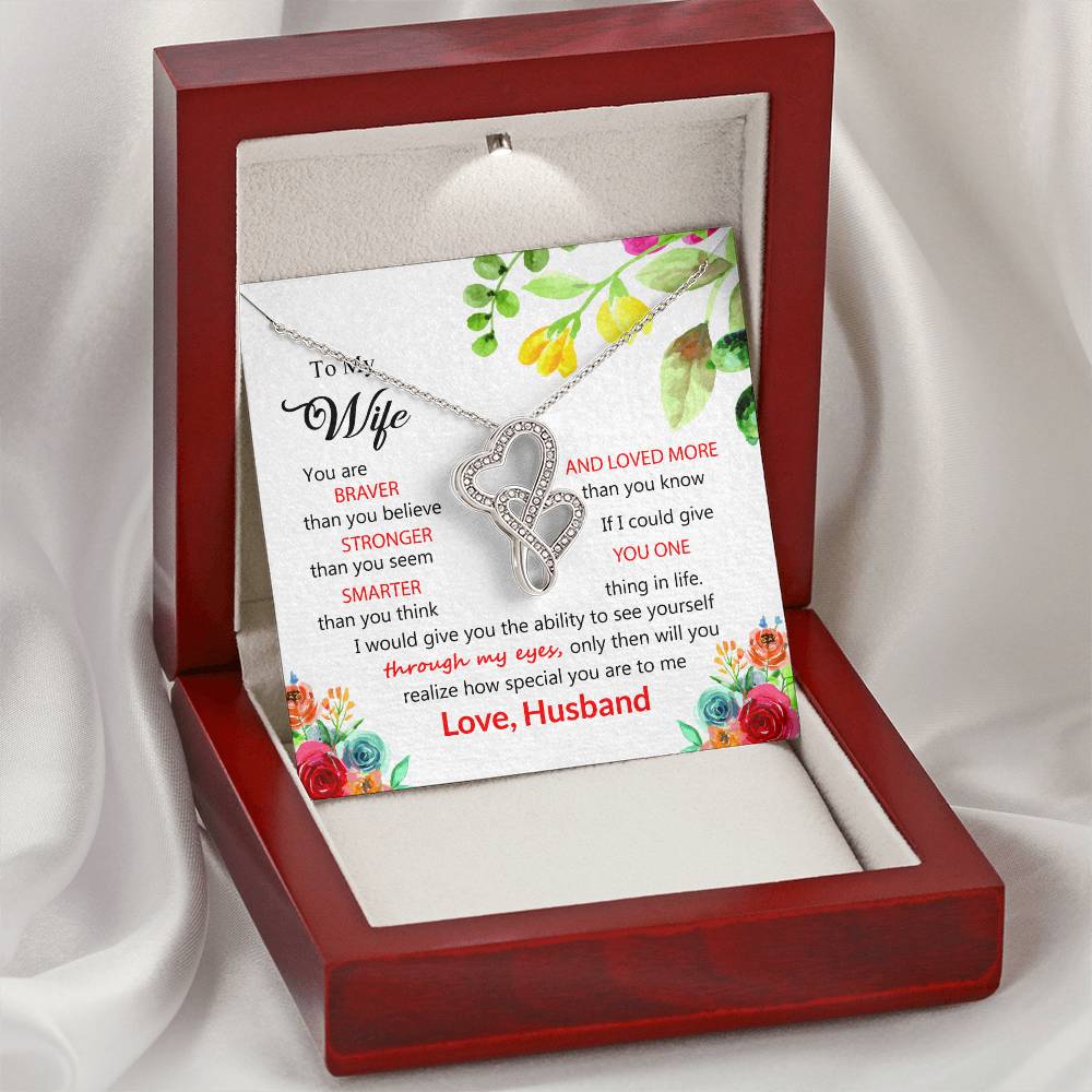 To My Wife Double Hearts Beautiful Necklace Gift For Wife Husband Gift From Wifelove Your Husbnad. Double Hearts Necklace