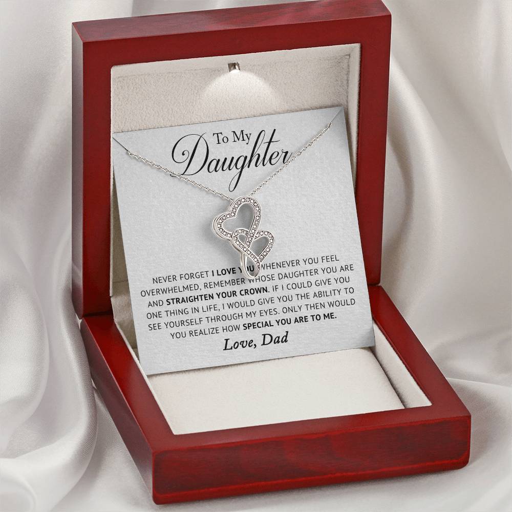 To My Daughter From Dad Necklace - I Can Promise To Love You For The Rest Of Mine Birthday Gift Graduation Gift For Da Double Hearts Necklace