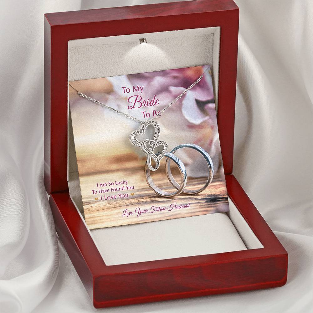 To My Bride To Be .... Double Heart Silver Rings Double Hearts Necklace
