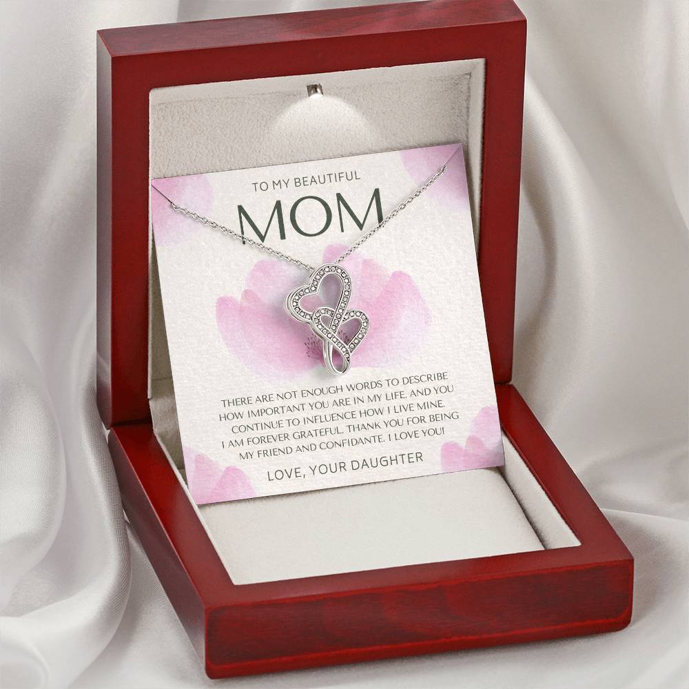 To My Beautiful Mom Necklace Mom Gift Mother’S Day Gift Birthday Gift For Mom Gift From Daughter For Mom Necklace Double Hearts Necklace