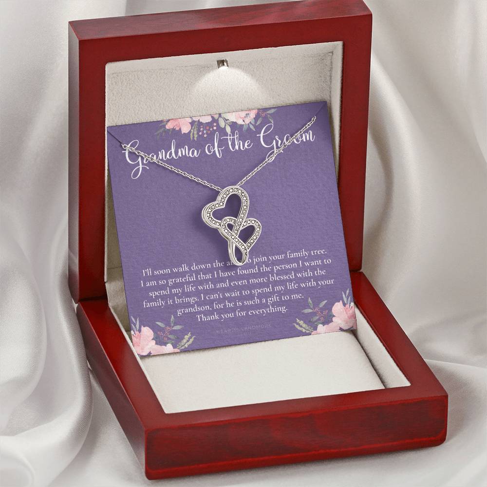 Grandmother Of The Groom Gift Necklace Grandma Wedding Gift Nana Bridal Shower Rehearsal Dinner Thank You Gift 2 Double Hearts Necklace
