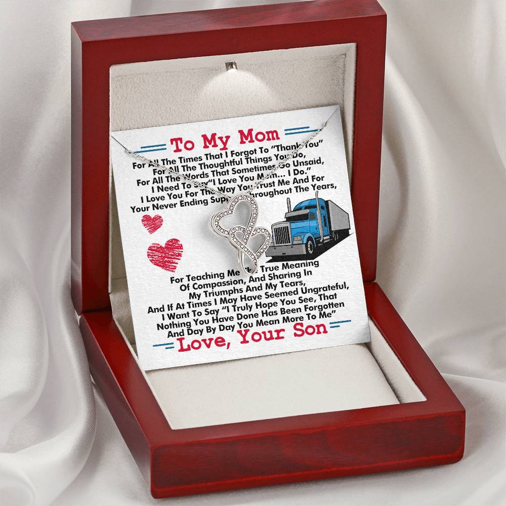 Trucker's Mom - Double Hearts Necklace