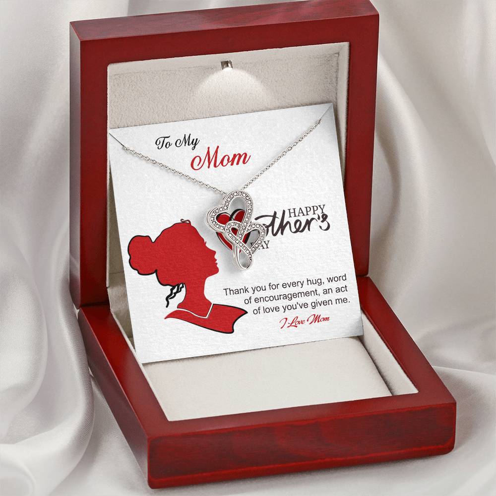 I Love Mom Mother - Necklace Double Hearts Necklace