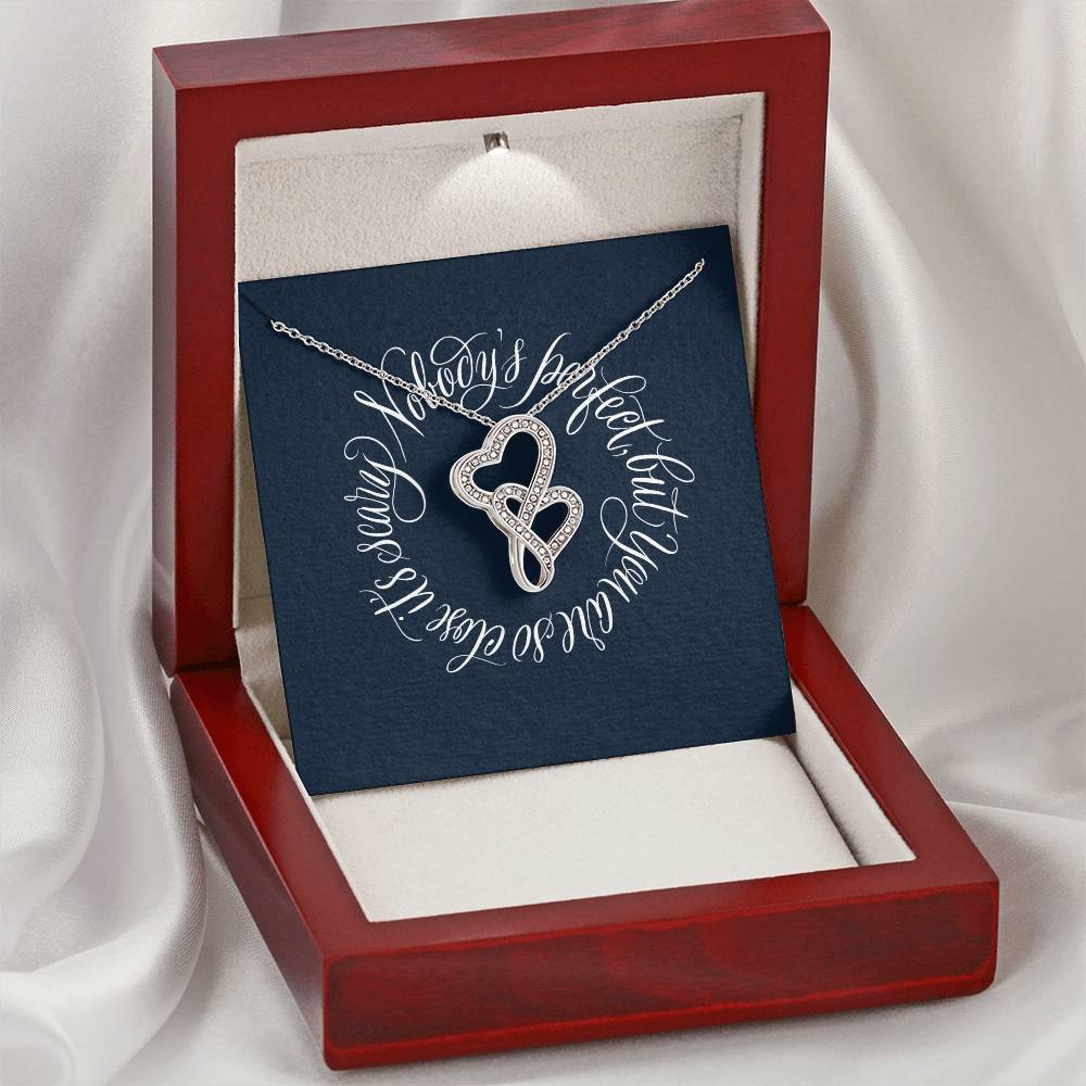 With Calligraphic Card Anniversary Valentine'S Day Gift For Her Double Hearts Necklace