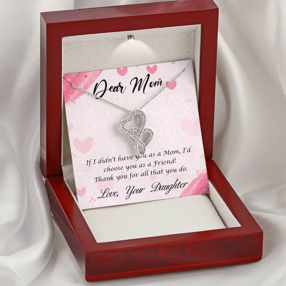 Perfect Gift For Mom - From Daughter - Double Hearts Necklace