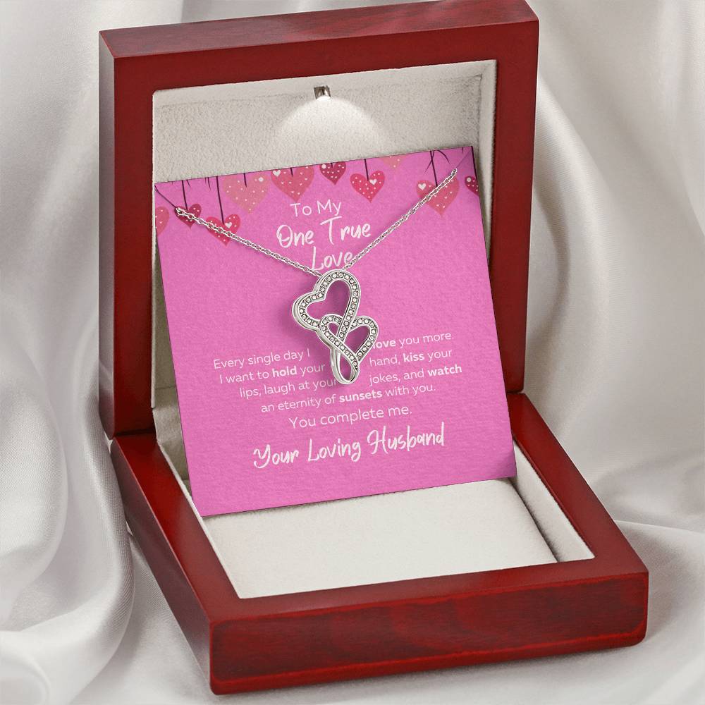 To My One True Love Necklace Double Hearts Necklace