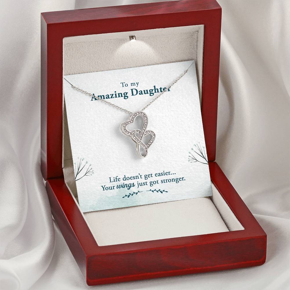 To My Amazing Daughter Double Hearts Necklace