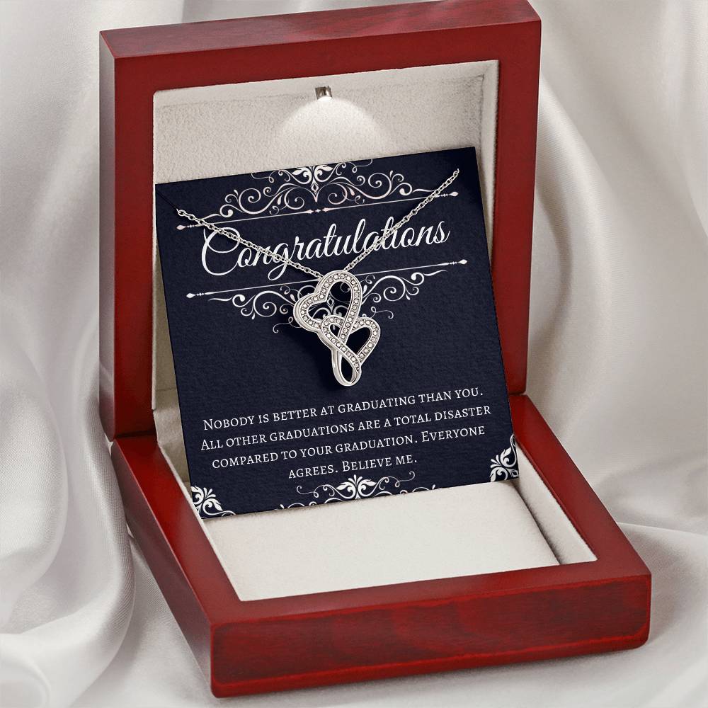 Funny Graduation Gift Double Hearts Necklace