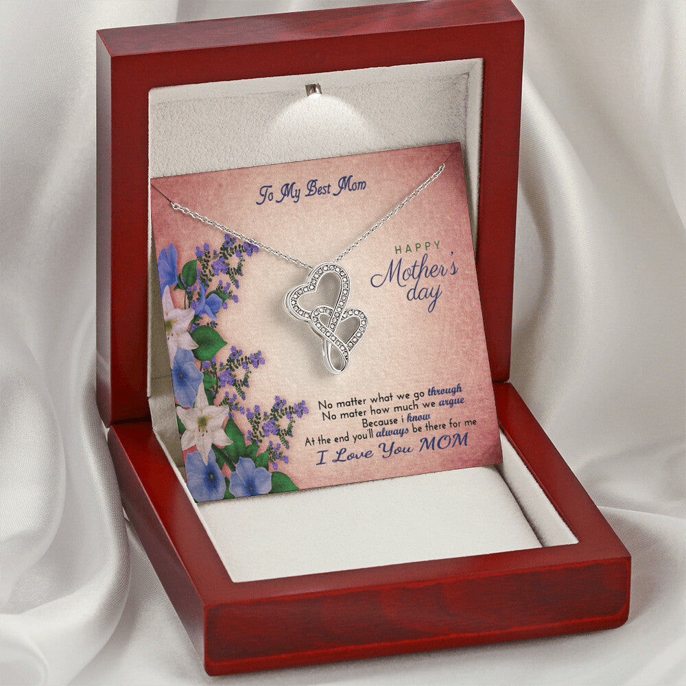 To My Best Mom Happy Mother's Day Double Hearts Necklace