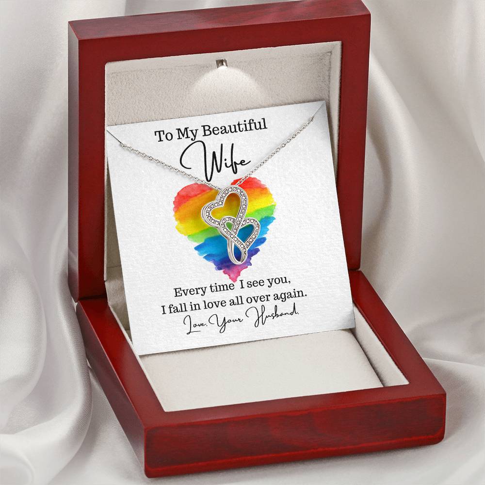 Husband To Wife - Necklace For Gift 4 Double Hearts Necklace