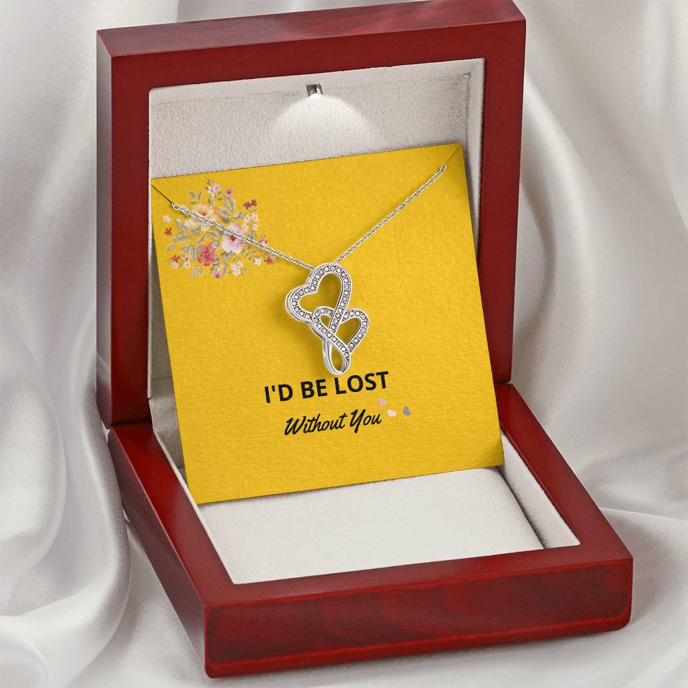 Necklace Gift For Girlfriend Or Wife Double Hearts Jewelry For Her I'd Be Lost Without You Romantic Gift Ideas For Ann Double Hearts Necklace