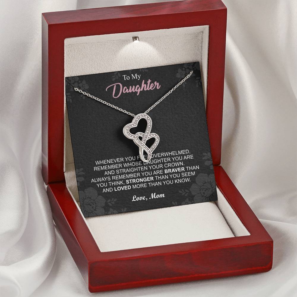 To My Daughter Necklace - Mom To Daughter Double Heart Necklace Gift - Mom And Daughter Always Remember Gift From Mom 6 Double Hearts Necklace