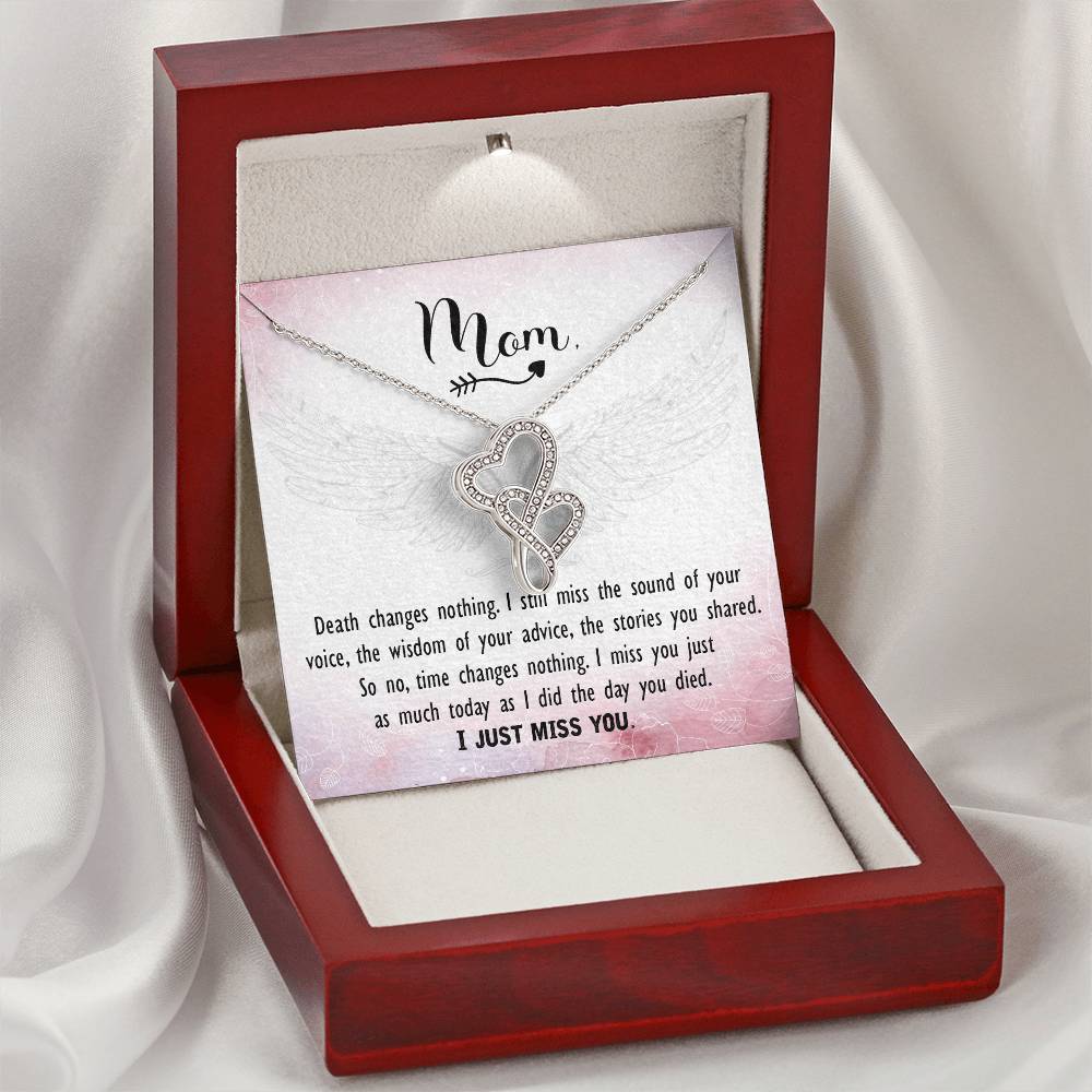 Mom - I Just Miss You - Double Hearts Necklace