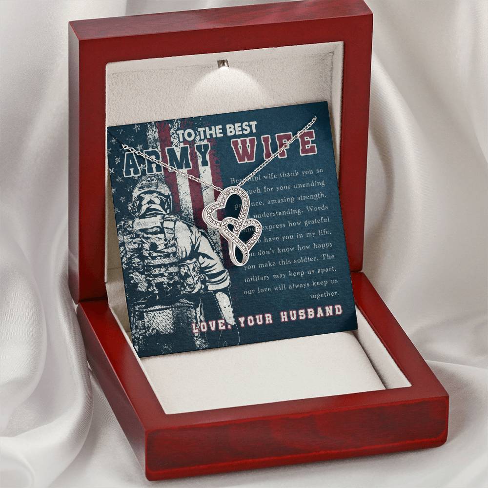To The Best Army Wife - Double Hearts Double Hearts Necklace