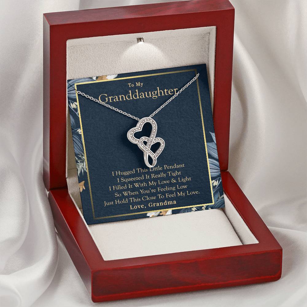 To My Granddaughter Love Grandma Double Hearts Necklace
