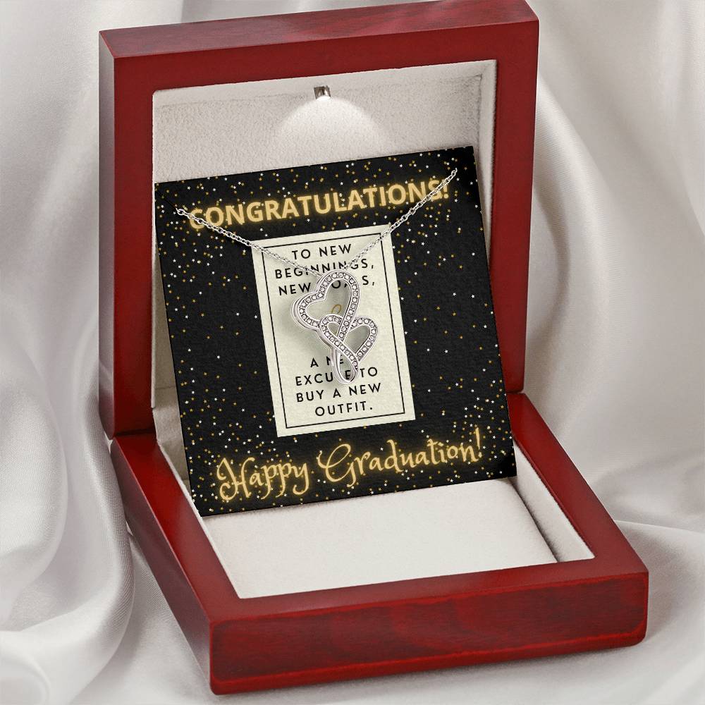 Congratulations I Am So Proud Of You Birthstone Necklace - Graduation Gift Necklace Graduation Gift For Her College Gr Double Hearts Necklace