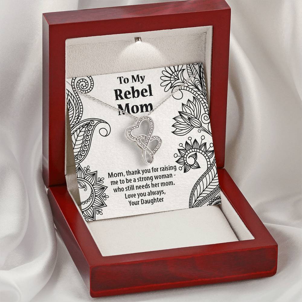 Mother's Day Gift Rebel Mom From Daughter Double Hearts Necklace