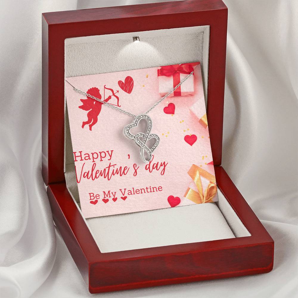 Gorgeous Be My Valentine Double Hearts Necklace