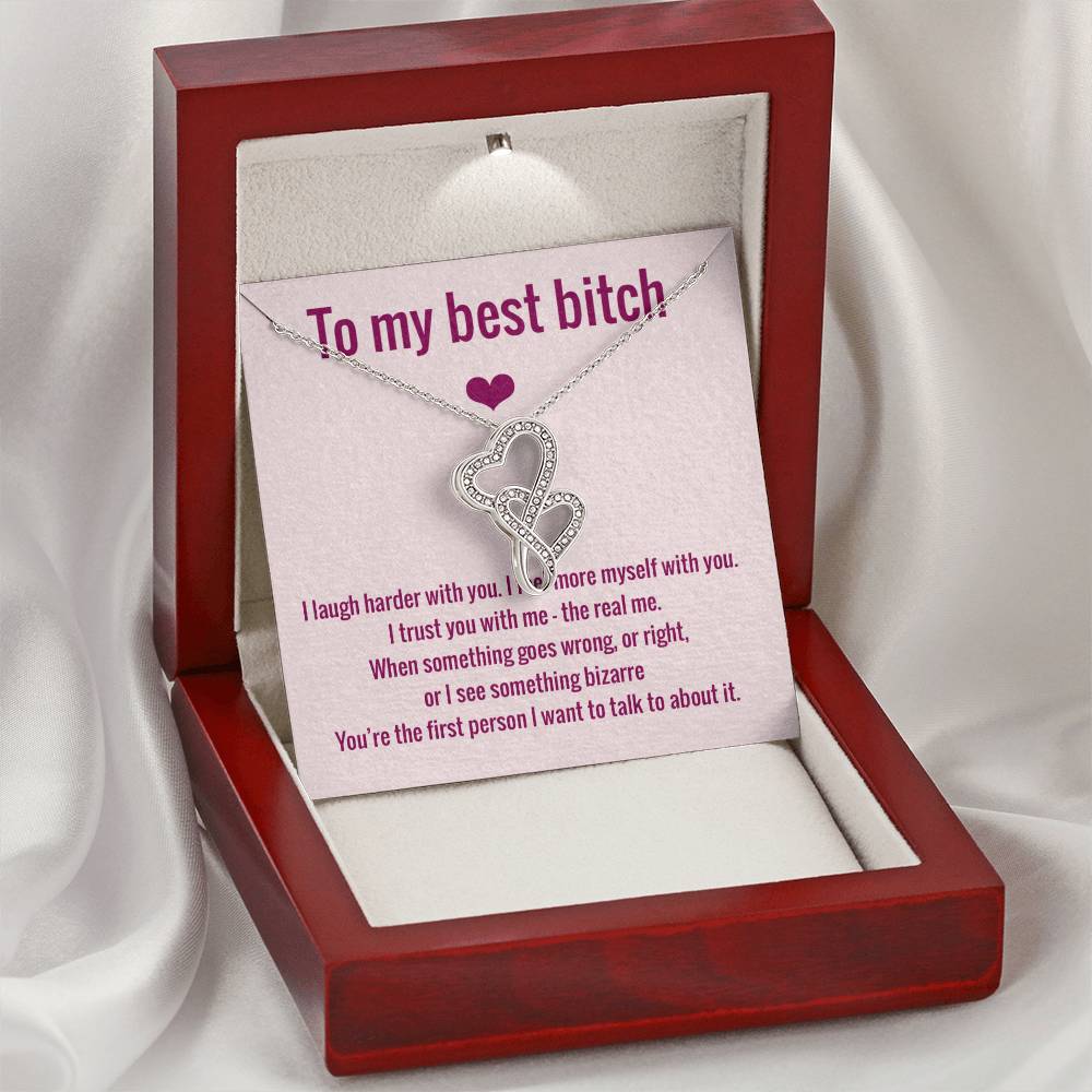 To My Best Bitch Necklace - Double Hearts Double Hearts Necklace