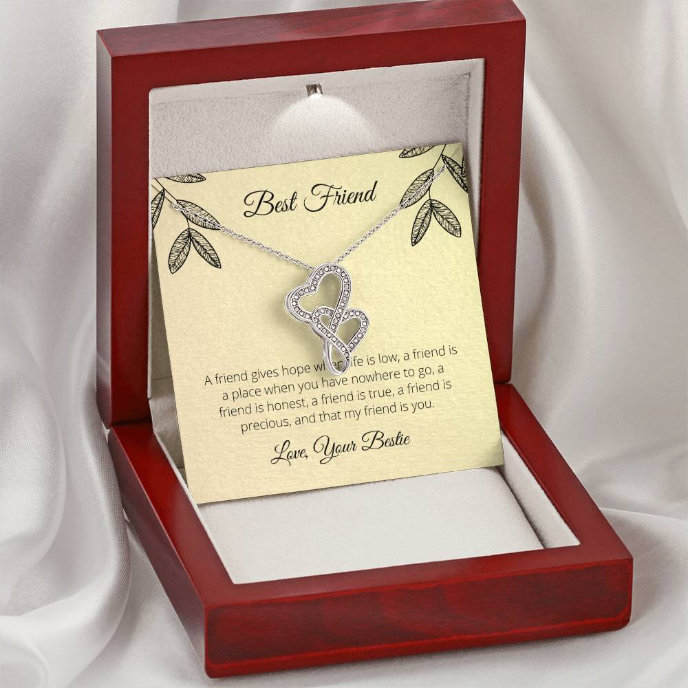 A Friend Gives Hope When Life Is Low Double Hearts Necklace