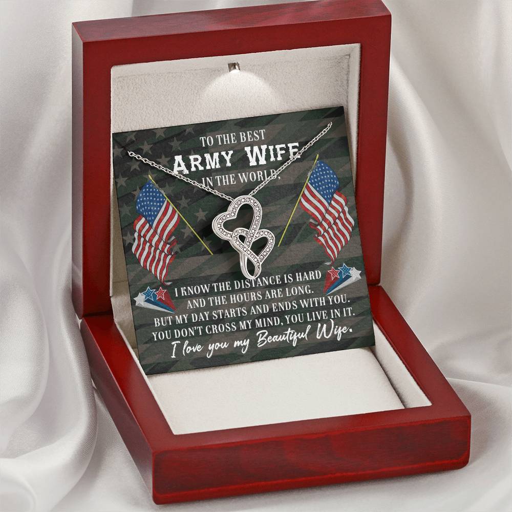 To The Best Army Wife In The World Necklace Gift Anniversary Gift Gifts For Her Christmas Gift Double Hearts Necklace