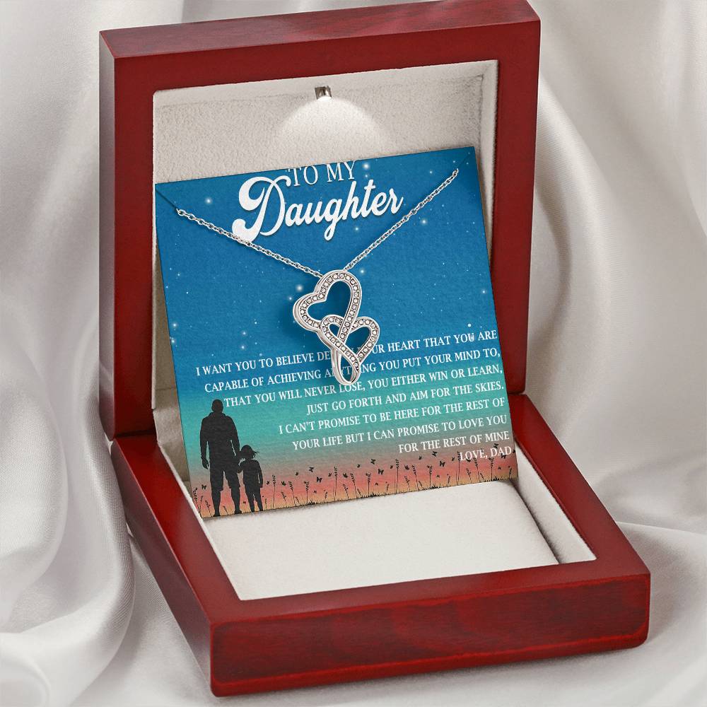 To Daughter From Mom Double Heart Necklace Gift Mom And Daughter No Matter Where You Go Gift From Mom Daughter Wedding 4 Double Hearts Necklace
