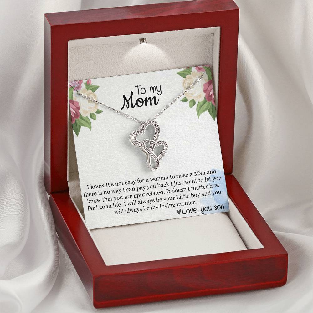 Mothers Day Necklace From Son To My Mom Necklace Gifts Double Hearts Pendant Jewelry Present With Message Card And Gif Double Hearts Necklace