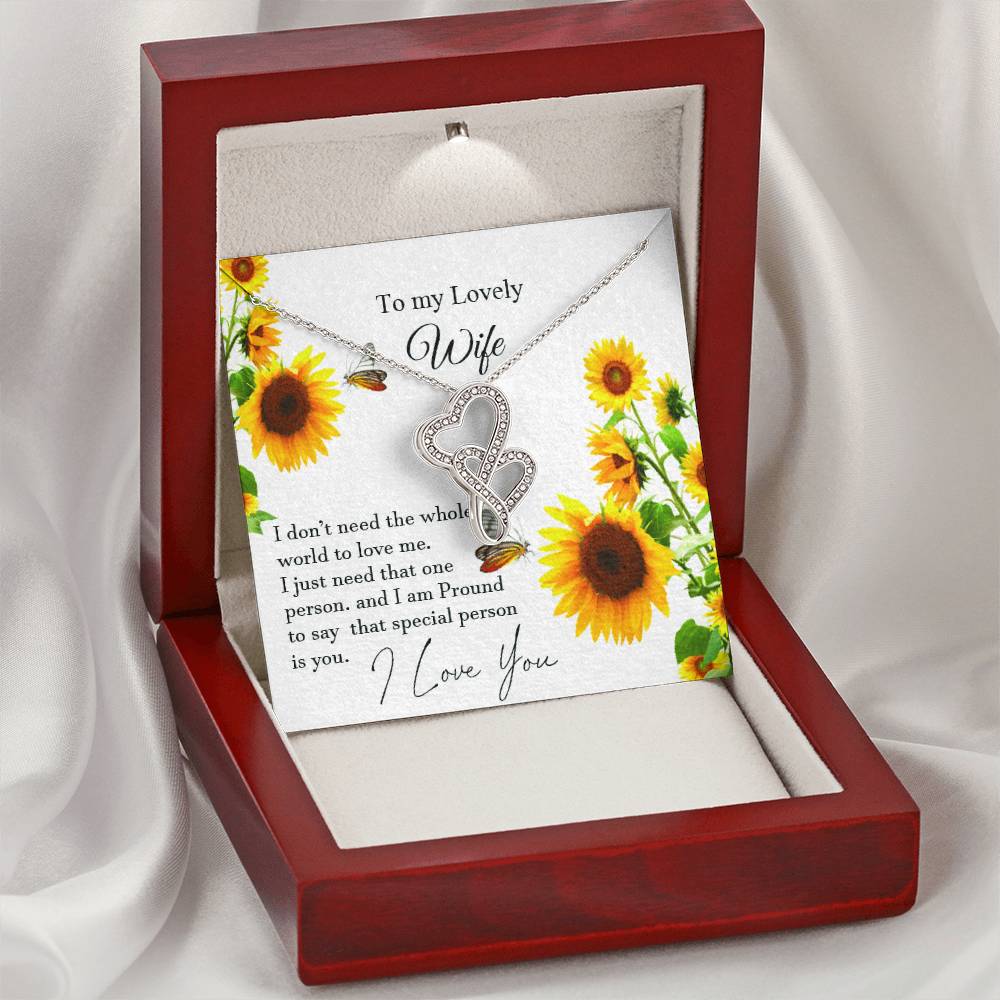 To My Wife With Pod Message Cards Husband Gift To Wife Love Your Husband. Double Hearts Necklace