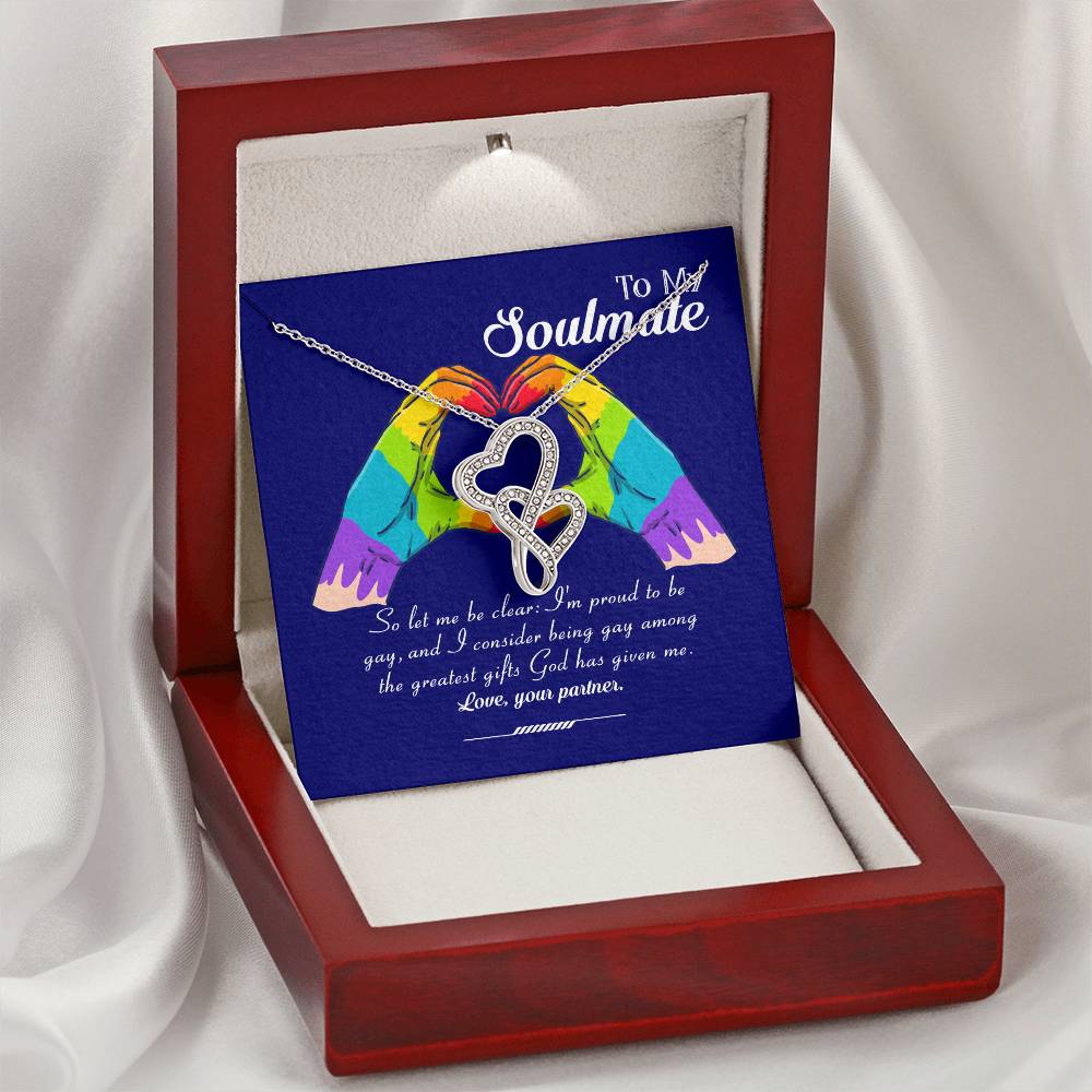 Pride Month Collection Lgbt Gay Lesbian Rainbow Pride Month Gift Double Hearts Necklace
