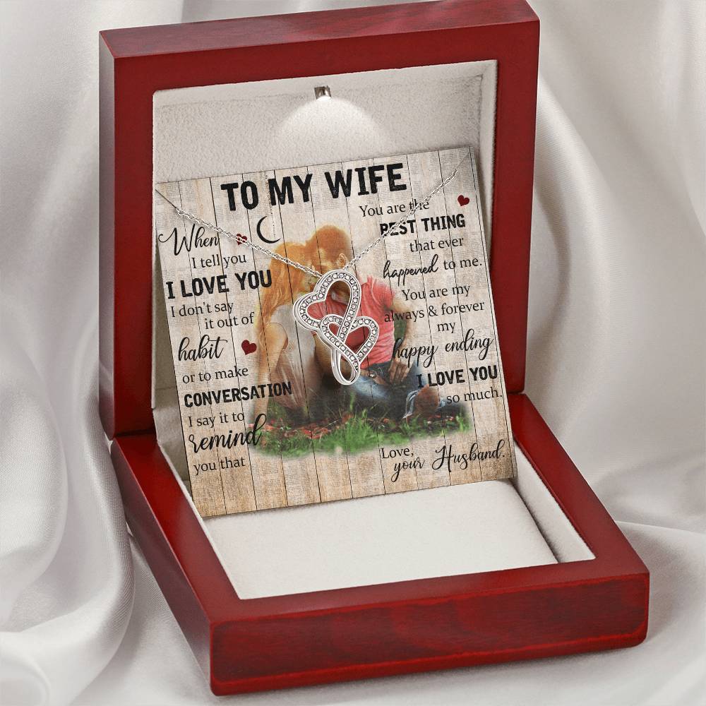 To My Wife Necklace Last Minute Birthday Gift Deep Love Messages For Wife Romantic Wife Gift Husband To Wife Necklace 1 Double Hearts Necklace