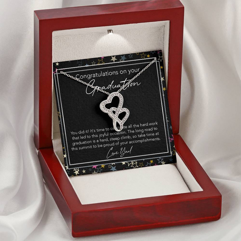 Joined Hearts Necklace College Graduation Gift For Her Phd Graduation Gift For Daughter High School Graduation Gift Fo Double Hearts Necklace