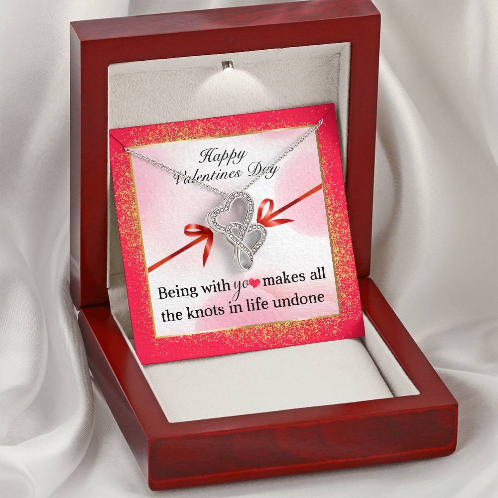 To My Valentine - Double Heart Necklace For Girlfriend Wife - Women Luxury Jewellery Double Hearts Necklace