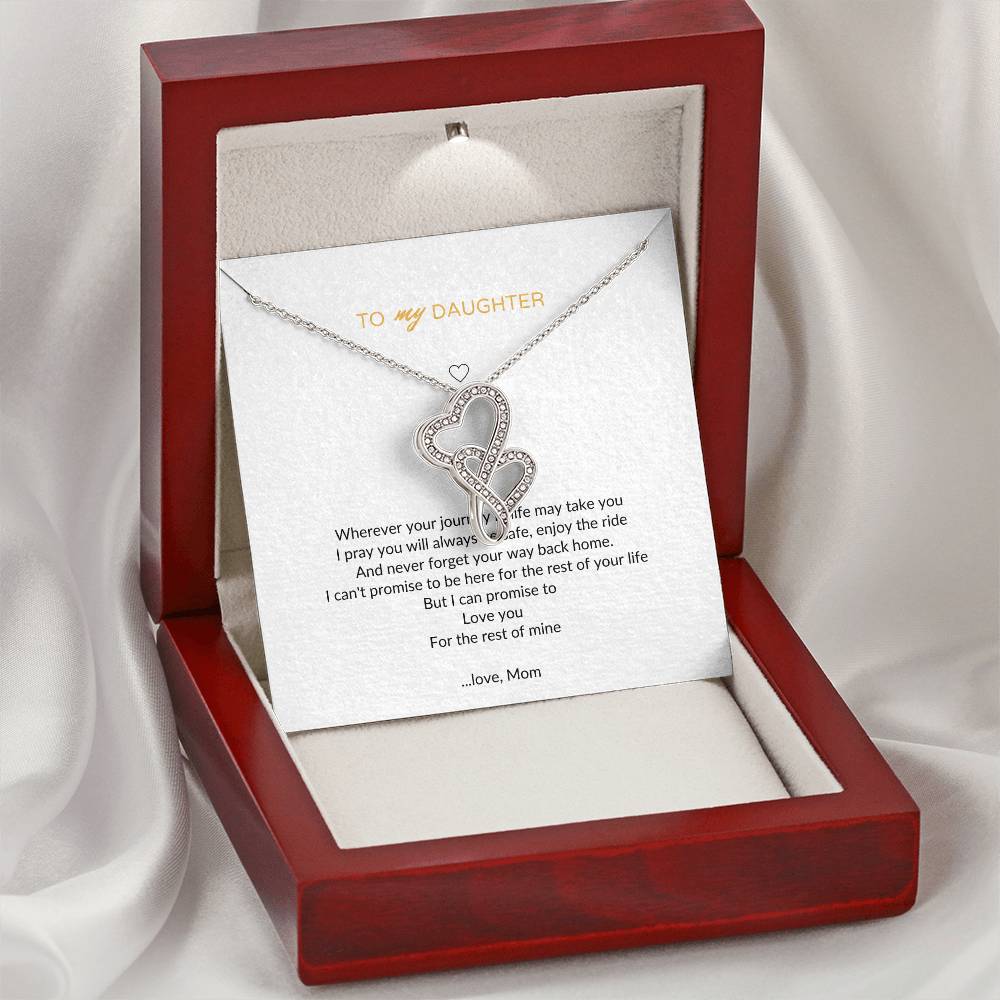 To My Daughter I Love You Forever Love Necklace Mother's Day - Daughter Necklace - Mother Daughter Jewelry Gift - Daug Double Hearts Necklace