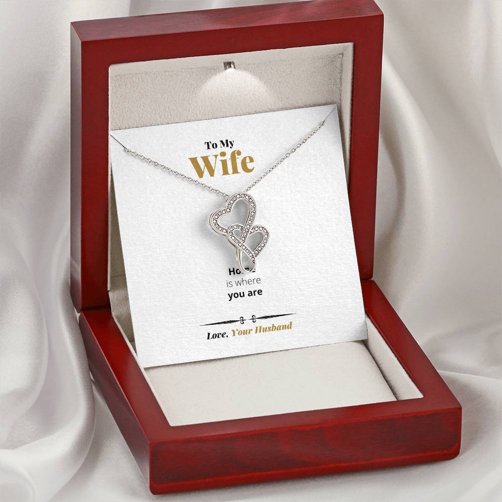 Home Is Where You Are - Double Hearts Necklace