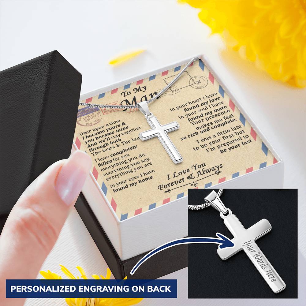 For Your Man - We'll Stay Together - Cross Customize Engraved Cross Necklace