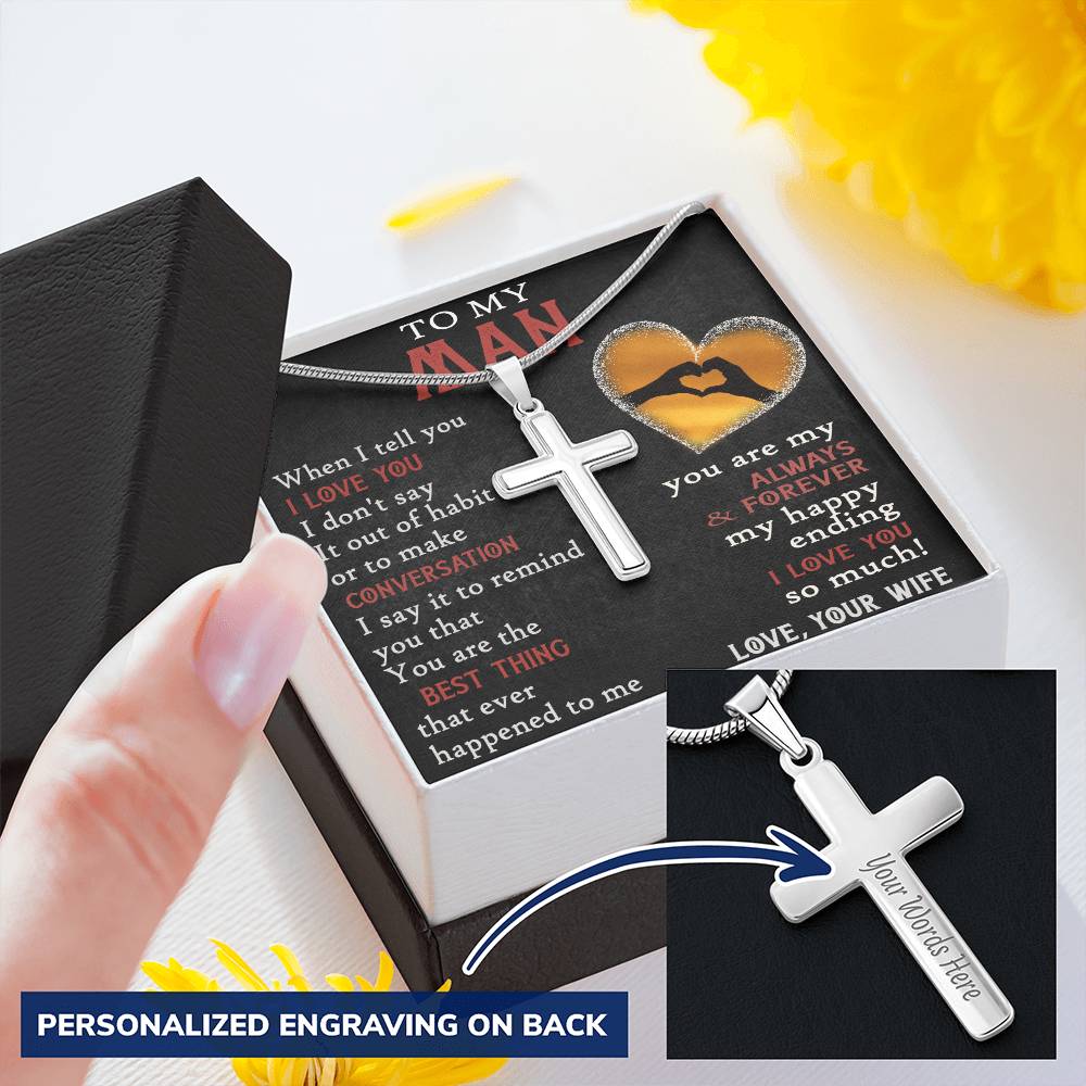 For Your Man - You Are The Best Thing - Cross 1 Customize Engraved Cross Necklace