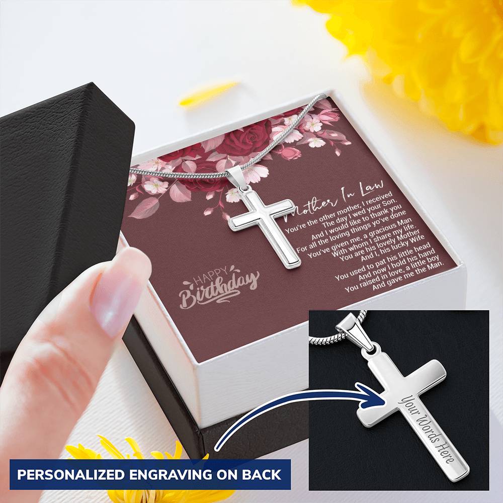 Birthday Celebration Ideas For Mother-In-Law Gift For Mother-In-Law Usa Gifts For Mother-In-Law Customize Engraved Cross Necklace