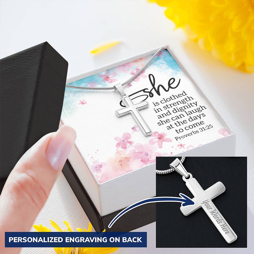 Future Mother In Law To Be Message Card Jewelry For Christmas Birthday Mother's Day Customize Engraved Cross Necklace