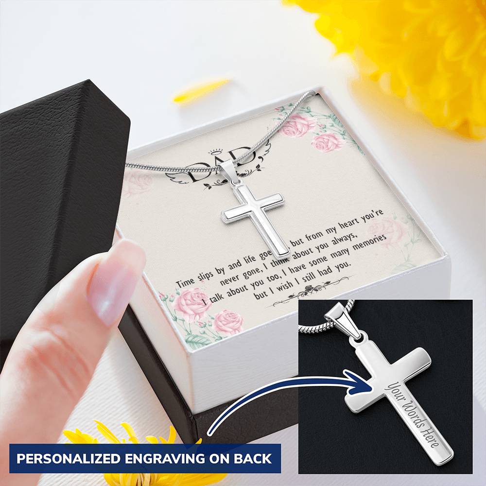 Dad - From My Heart You Are Never Gone - Necklace Customize Engraved Cross Necklace