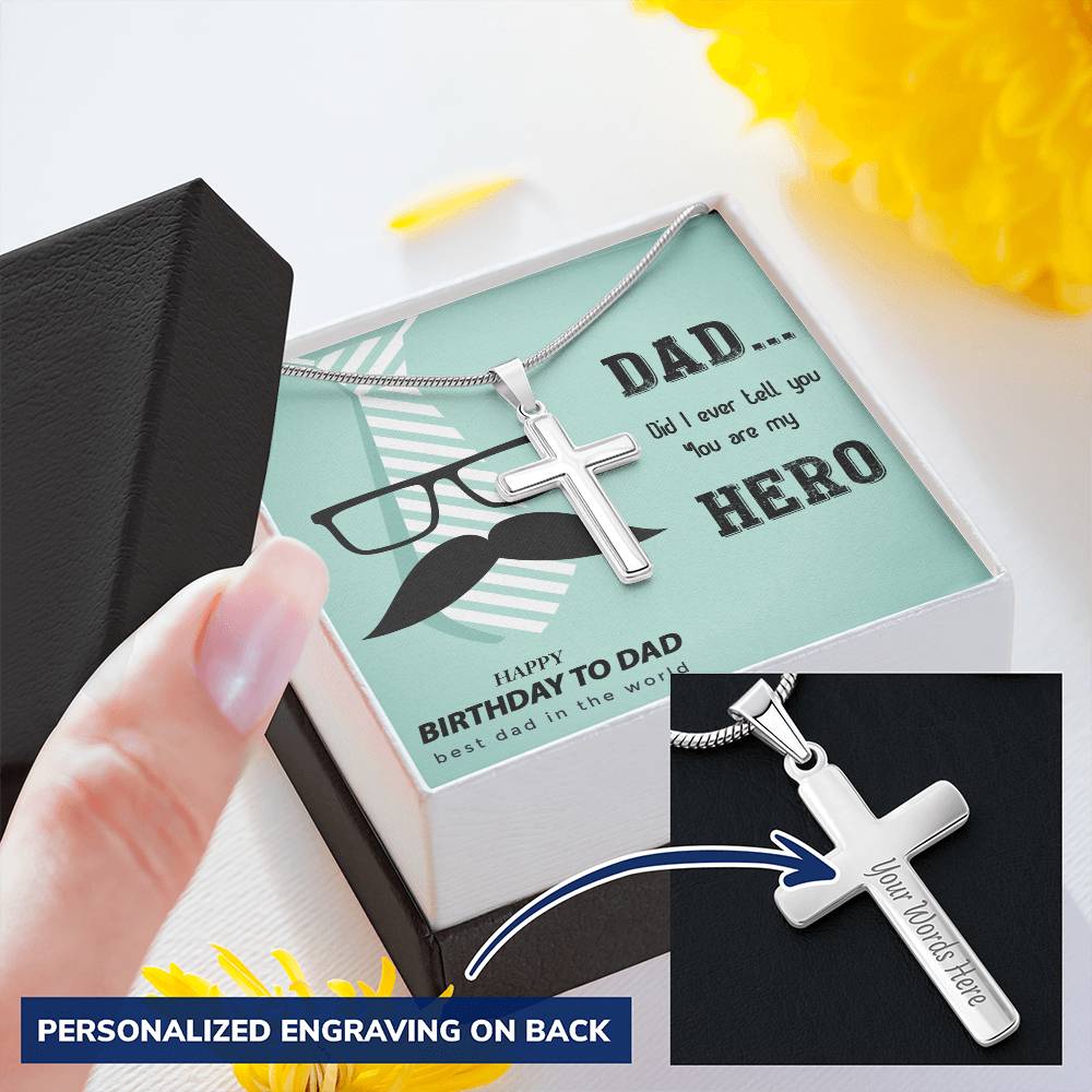 Dad Gift From Daughter Dad Birthday Gift From Daughter Cross Necklace For Dad. 2 Customize Engraved Cross Necklace