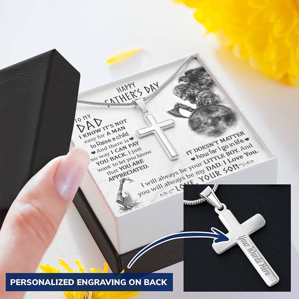 Gift For Dad 3 Customize Engraved Cross Necklace
