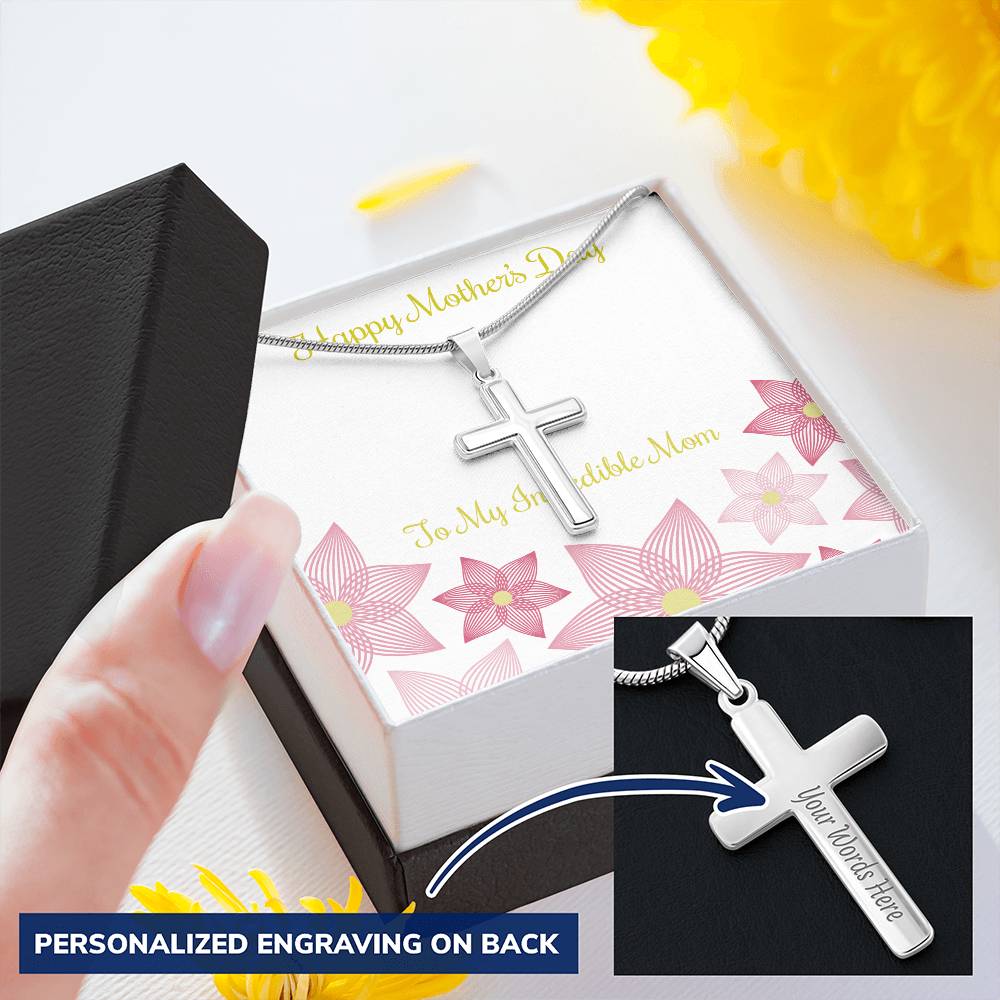 A Cross Customize Engraved Cross Necklace