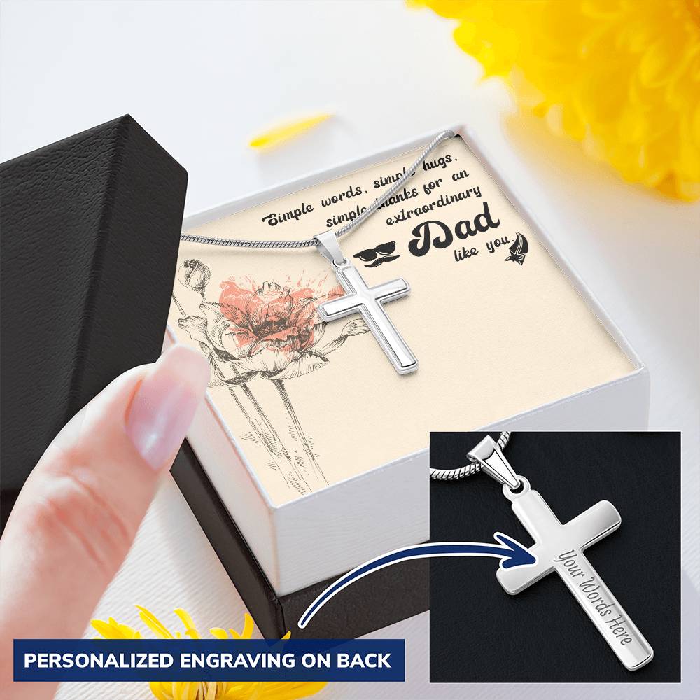 Gift For Dad Customize Cross Necklace Father Daughter To My Dad 1 Customize Engraved Cross Necklace