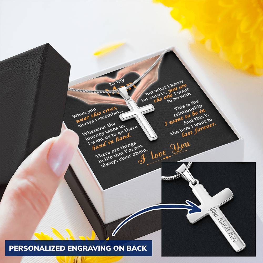For Your Man - The Love I Want To Last Forever - Cross Customize Engraved Cross Necklace