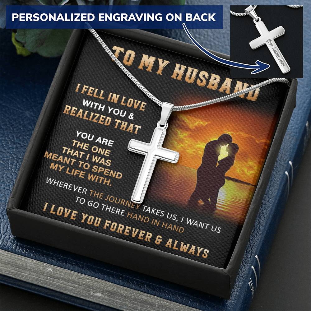 Gift For Husband - In Love - Cross Customize Engraved Cross Necklace