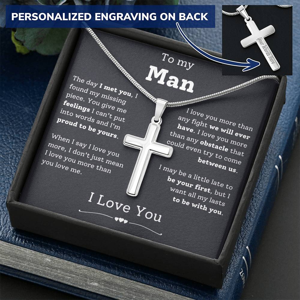 Boyfriend Gift Cross Necklace For Boyfriend Boyfriend Birthday Thoughtful Gifts Small Gift For Boyfriend Anniversary Customize Engraved Cross Necklace