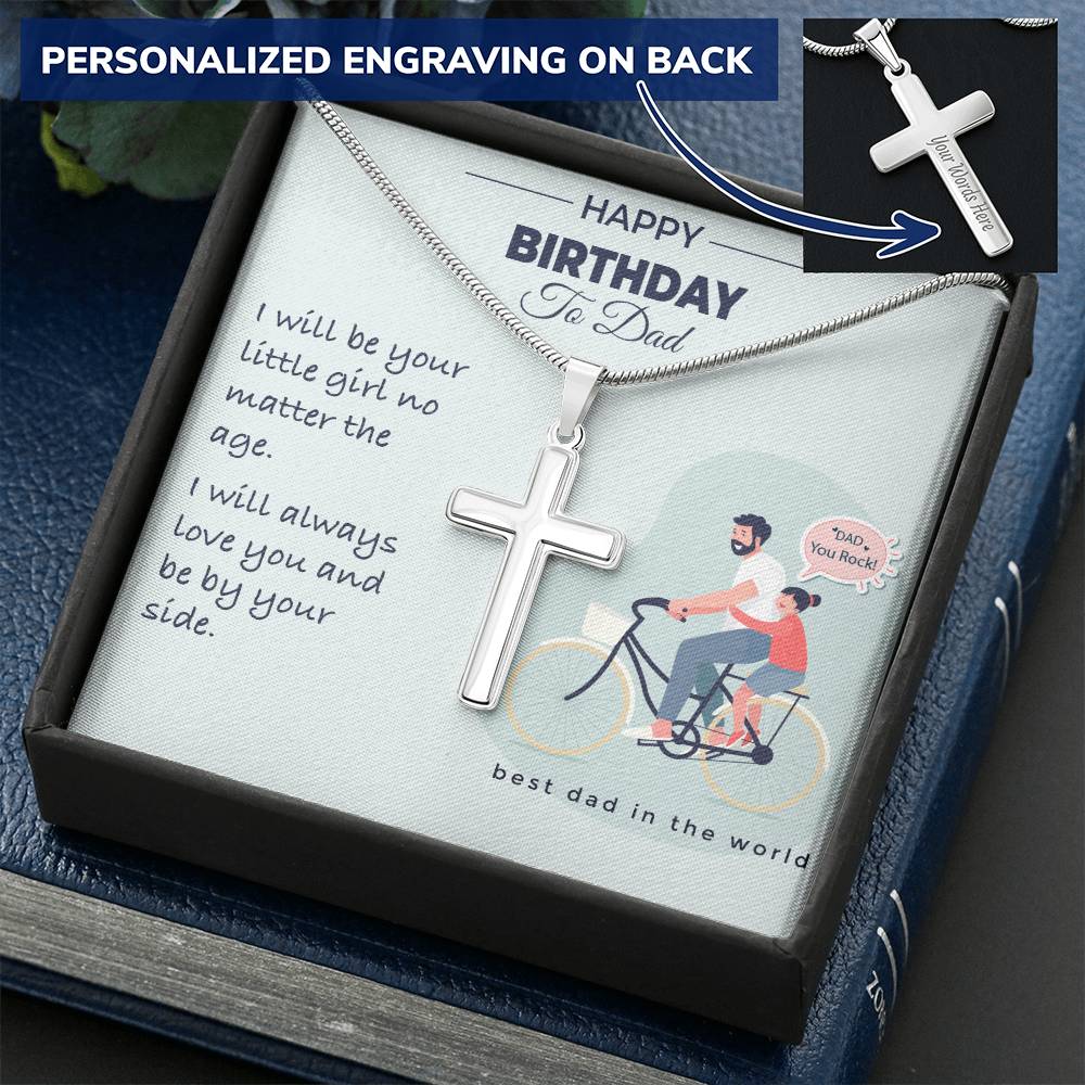 Dad Gift From Daughter Dad Birthday Gift From Daughter Cross Necklace For Dad. Customize Engraved Cross Necklace
