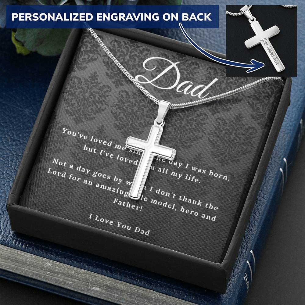 Father’S Day Cross Pendant Gift For Dad Father’S Day Gift Father’S Day Father's Day Necklace Father's Day Jewellery Customize Engraved Cross Necklace